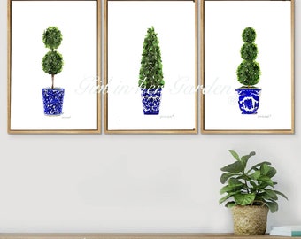 Trittico da parete, set di 3 stampe d'arte preppy, set di stampe da parete, set di stampe botaniche, stampa artistica da parete botanica, stampa artistica da parete alla moda