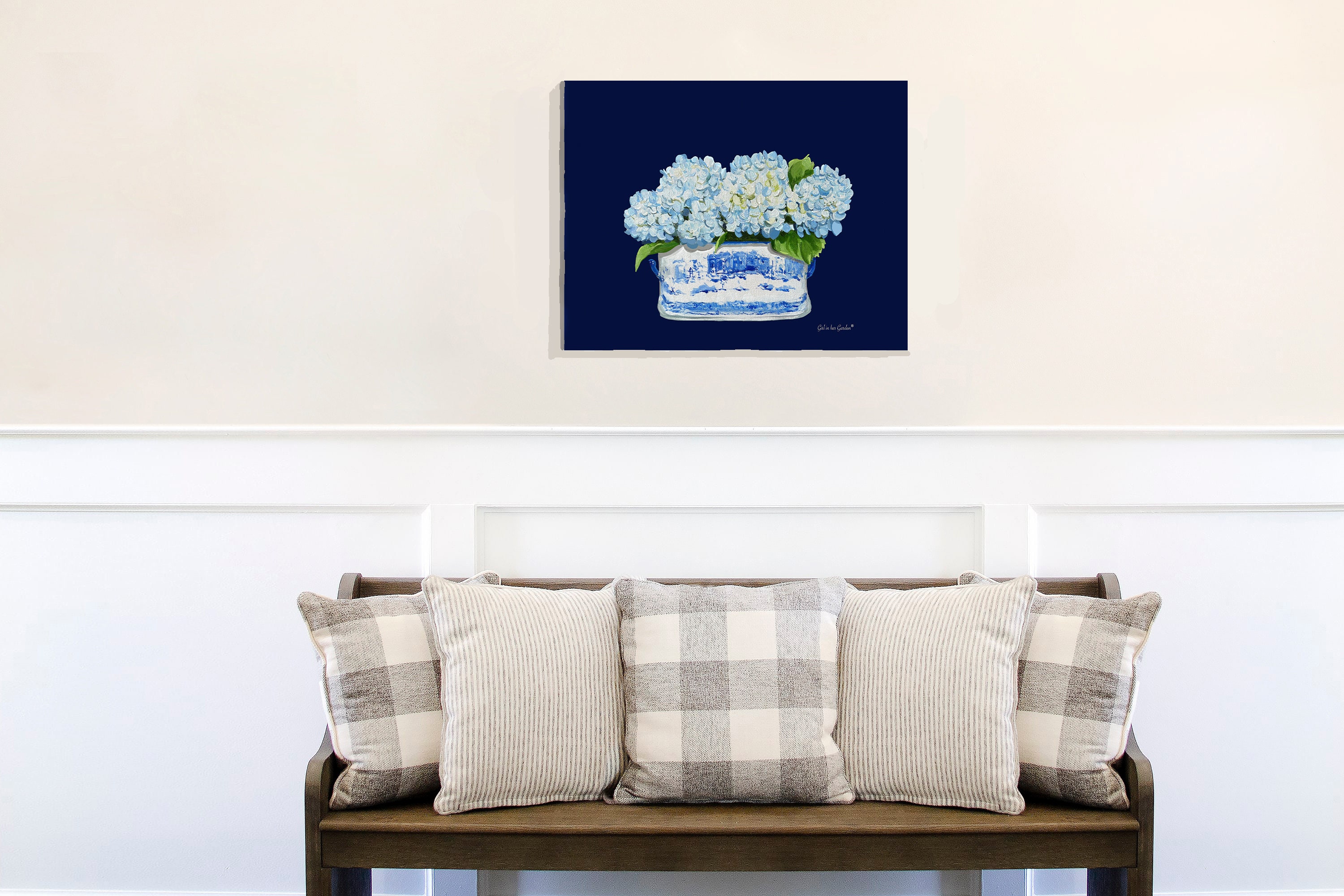 Blue Hydrangea Wall Art Print Hydrangea Art Chinoiserie Etsy