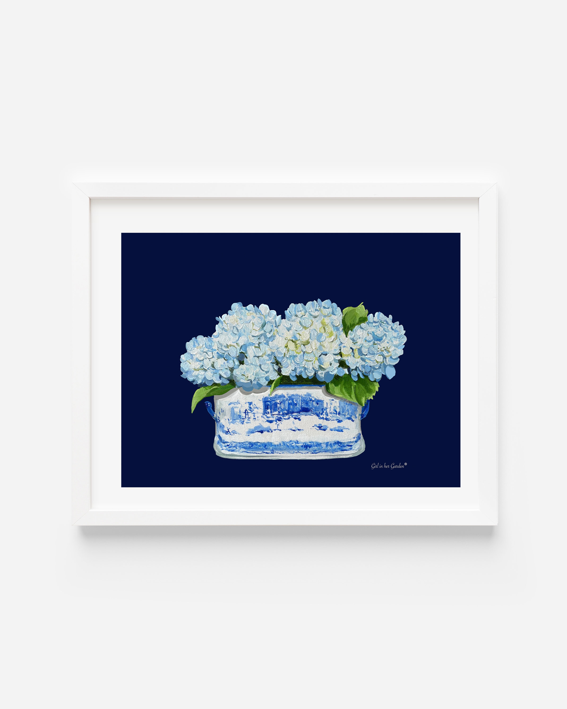 Blue Hydrangea Wall Art Print Hydrangea Art Chinoiserie Etsy