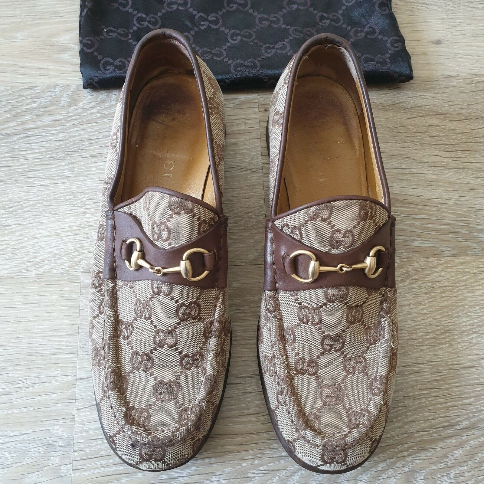 Gucci Vintage GG Logo Monogram Slipper Loafers