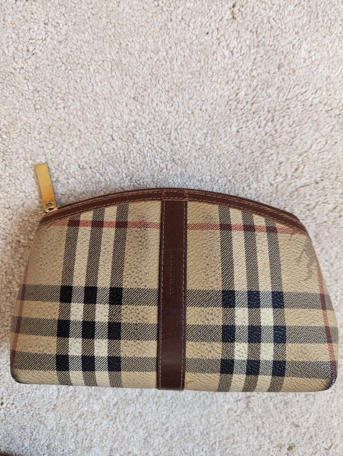 Burberry Large Metallic Gold Travel Toiletry Makeup Bag Pouch with Gift Box  