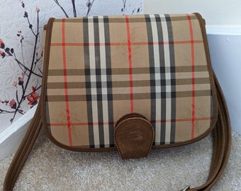 Vintage Burberry classic beige nova check fabric handbag with
