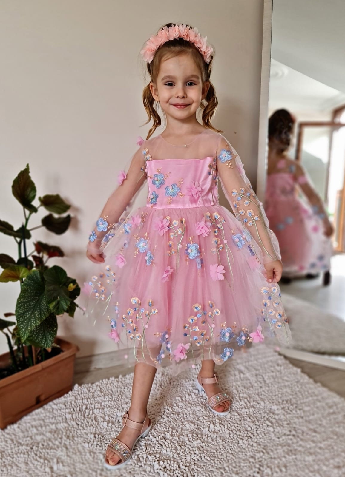 Adorable Toddler Pink Tulle Flower Girl Dress with Ribbon – Dreamdressy