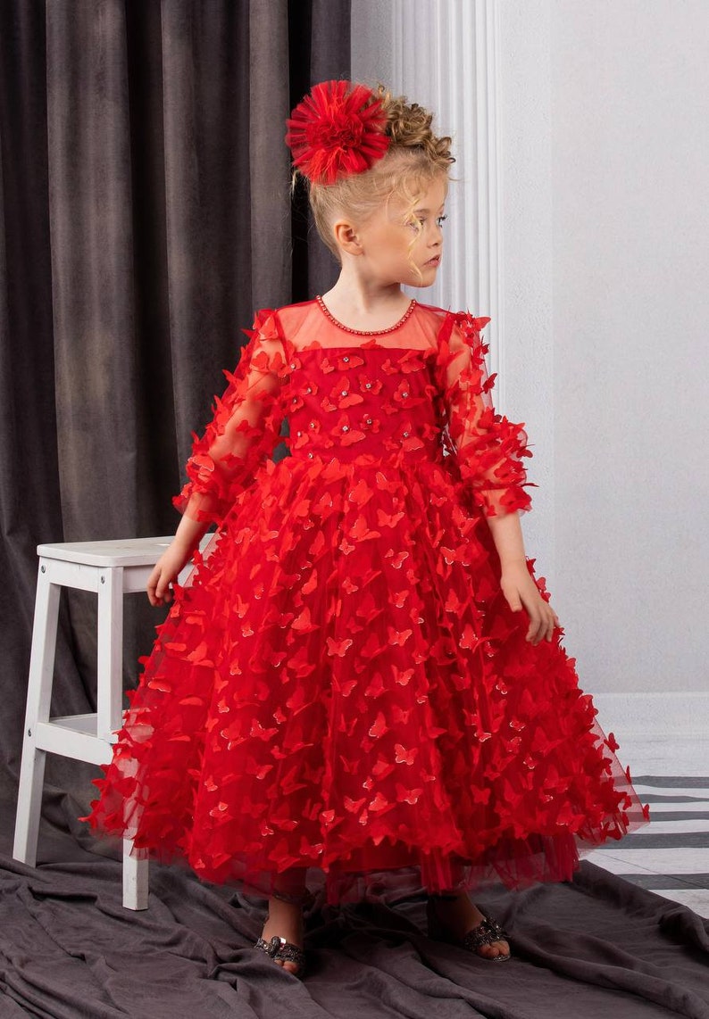 Red Butterfly Child Dress Princess Costume Fairy Kids Dress Etsy