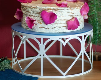 Présentoir à gâteau de mariage blanc avec coeurs - Bird Baking®