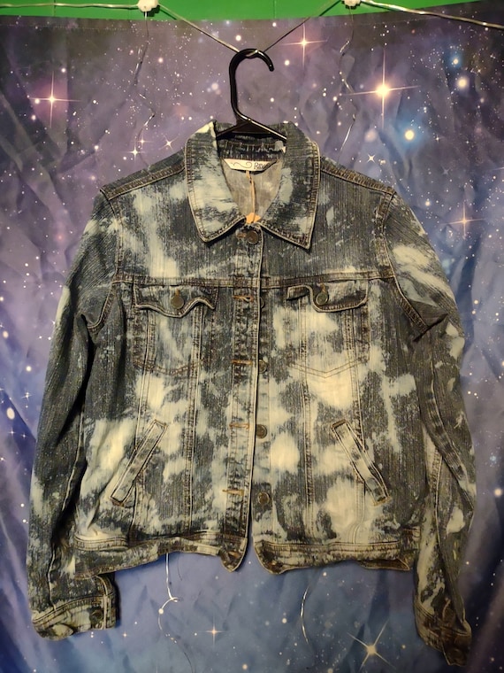 Women's Bleach Dyed Denim Jacket - Etsy