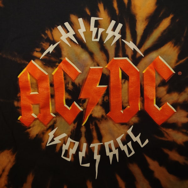 Bleached Washed and Tie Dyed ACDC T Shirt
