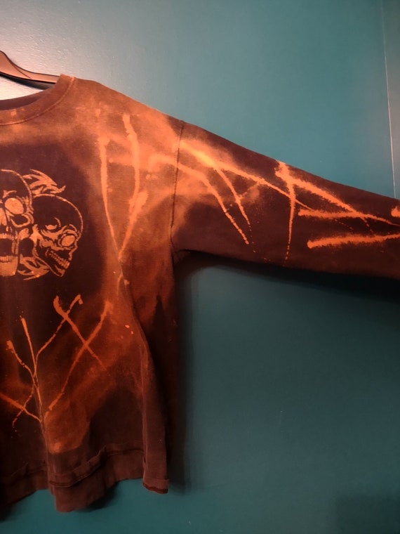 Long Sleeved Bleach Painted Skull T-shirt. - Etsy
