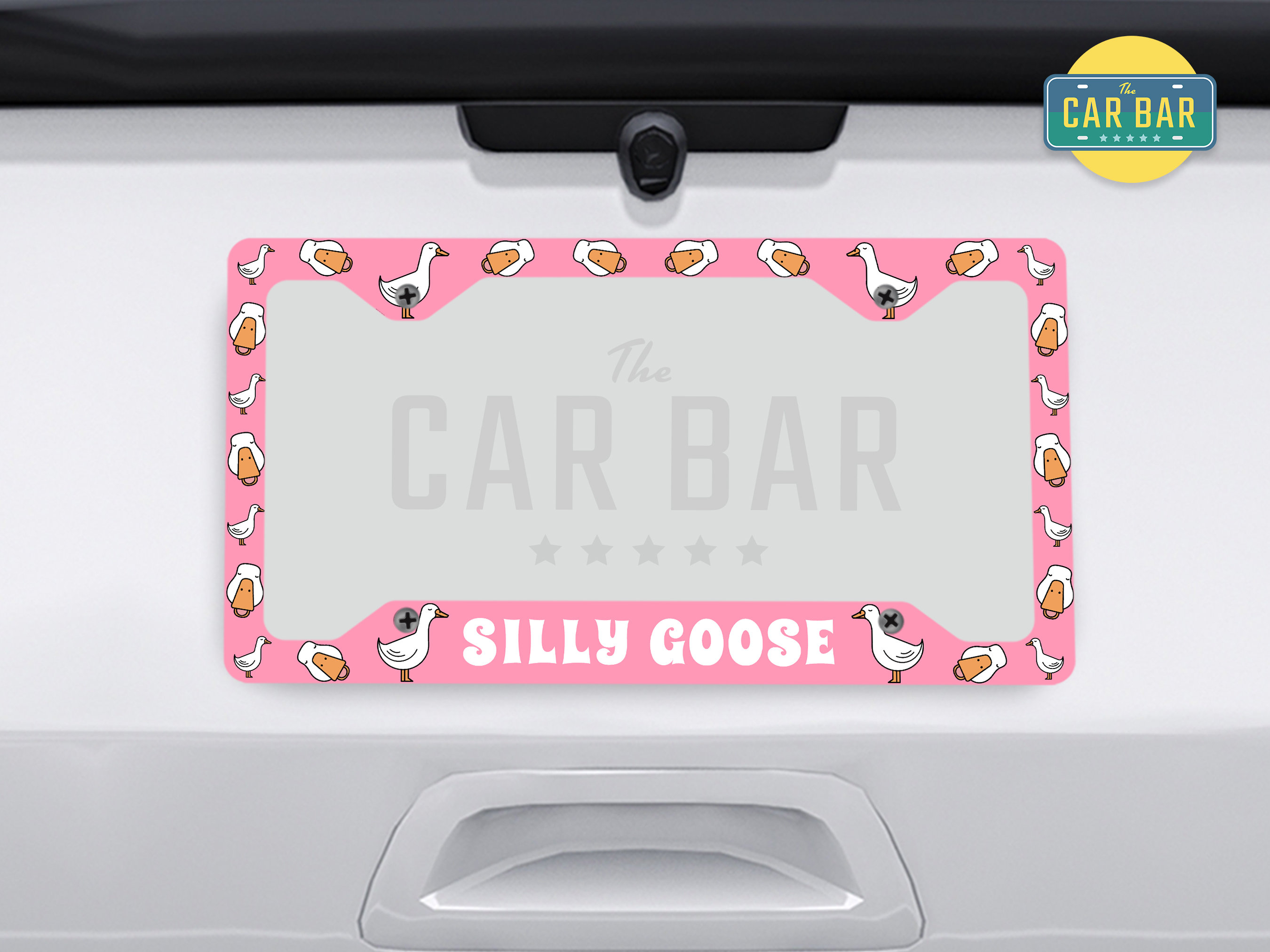 "Silly Boys Trucks Are For Girls" License Plate Frame - Black With Pink Lettering