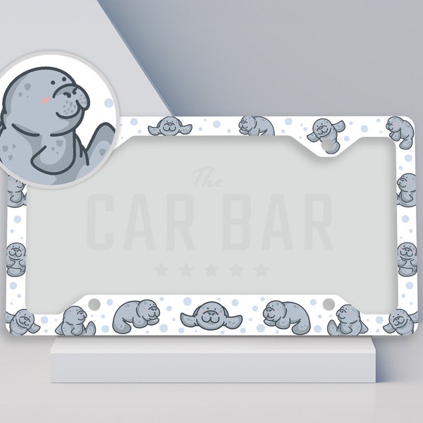 Manatee License Plate Frame, Manatee Gifts, Kawaii Car Accessories, Funny Animal Car Decor, Cute Coastal Plate Cover, Florida Sea Cow