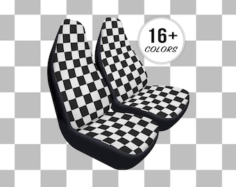 Checkered Car Seat Covers, Black White Car Accessories For Men and Women, Fun Checkers Covers Vehicle, Cute Car Decor, Gift For Boyfriend
