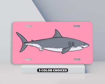 Matrícula de tiburón, bonito regalo para amantes de los tiburones, accesorios para coche de tiburón blanco para mujer, placa de identificación de tiburón, decoración oceánica para coche, vida marina