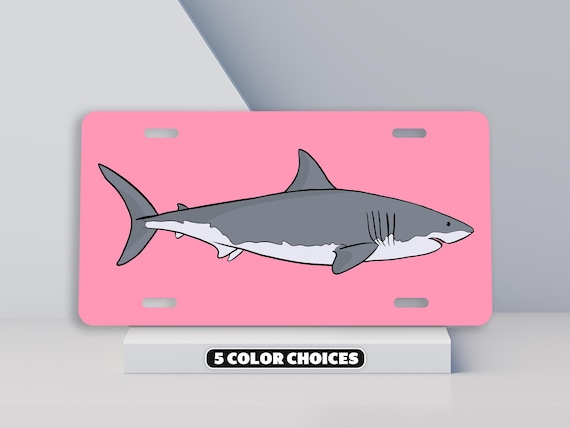 Shark License Plate, Cute Shark Lover Gift, Great White Shark Car Accessories for Women, Shark Vanity Tag, Ocean Car Decor, Sea Marine Life