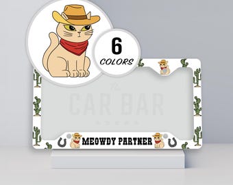 Funny Cat License Plate Frame, Cute Western Cowgirl Car Accessory, Meowdy Cowboy Car Decor, Cat Mom Gifts, Country Vibe License Plate Cover