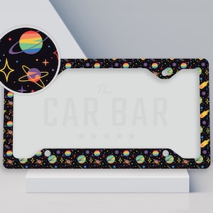 Space and Planets License Plate Frame, Outer Space Car Accessories for Women & Men, Galaxy Auto Plate Cover, Geeky Nerdy Gifts, Comet Gifts