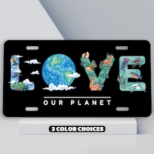 Love Our Planet License Plate, Cute Hippie Car Accessories, Save the Ocean, Earth Day Car Decor, Environmental Science Gifts, Nature Lover