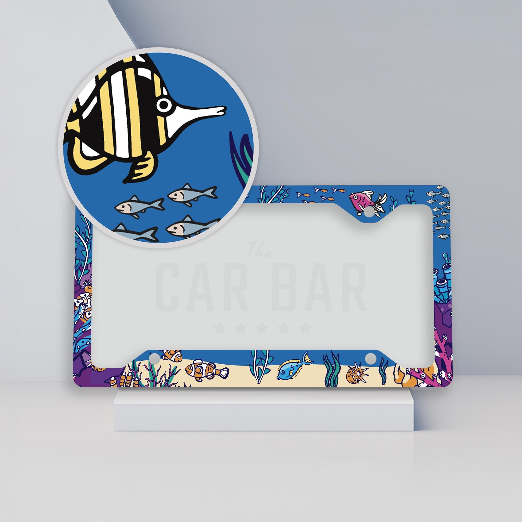 Fun Fish Ocean License Plate Frame, Tropical Fish License Plate