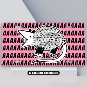 Funny Possum License Plate, Screaming Opossum Car Decor, Cute Pink Car Accessories for Women, Gen Z Meme, Funny Car Gift Ideas, Meme Car Tag