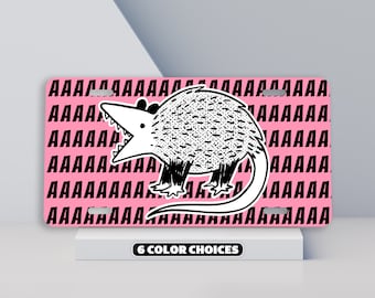 Funny Possum License Plate, Screaming Opossum Car Decor, Cute Pink Car Accessories for Women, Gen Z Meme, Funny Car Gift Ideas, Meme Car Tag