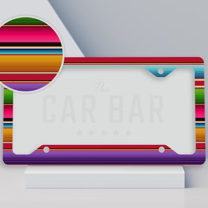 Mexican Serape License Plate Frame, Sarapes Plate Cover, Colorful Car Accessories for Women,  Festive Car Decor, Mexican Gifts for Him & Her