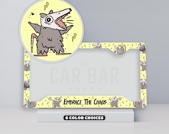 Opossum Funny License Plate Frame, Possum Plate Cover, Opossum Car Decor, Embrace The Chaos, Gen Z Meme, Funny Car Accessory, Car Gift Ideas