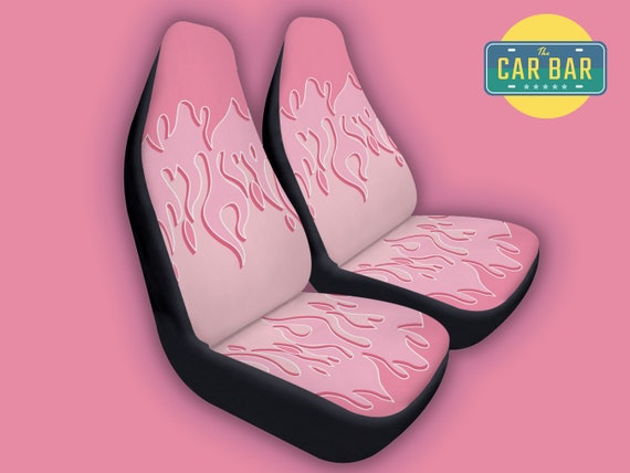 Pink Flame Car Seat Covers, Cute Car Accessories for Women, Fun