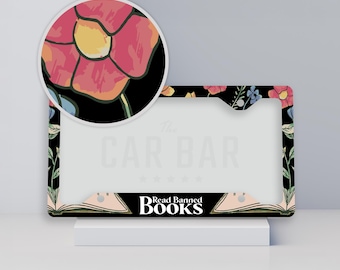 Read Banned Books License Plate Frame, Cute Book Lover Car Decor, Bookish Car Accessories for Women, Gifts for Reader, Gift Ideas for Her