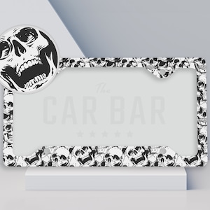 Skull License Plate Frame, Halloween Car Accessories for Women, Spooky Car Decor, Car Gifts for Men, Gothic Vibes, Creepy Cute Goth Gifts