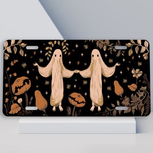 Halloween Ghost License Plate, Cute Fall Car Decor, Cottagecore Vanity Plate, Spooky Car Accessory for Women, Forestcore Gift, Goth Car Tag