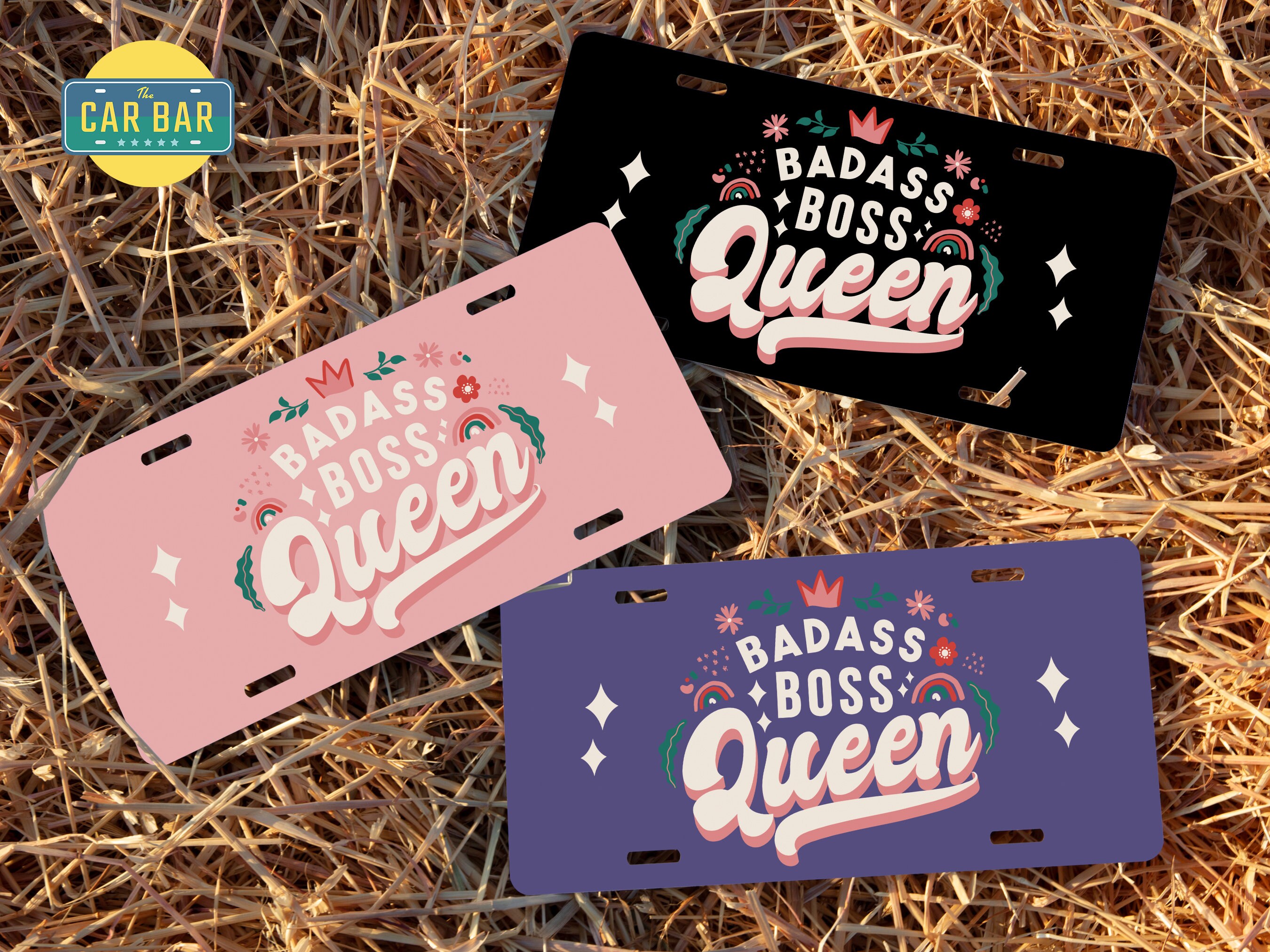 Boss Queen Pink License Plate, Cute Car Accessories for Women