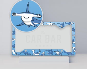 Hammerhead Shark License Plate Frame, Shark Lover Gift, Cute Shark Car Accessories for Women, Ocean Car Decor, Sea Marine Life Plate Cover