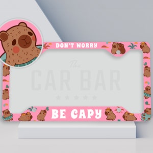 Capybara License Plate Frame, Cute Pink Car Accessories For Women, Funny Capybara Birthday Gift, Capy Car Decor, Capybara Lover Plate Cover