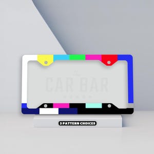 TV Test Signal Funny License Plate Frame, Television Plate Cover, Filmmaker Gift, Gift for Film Student and Video Editor, Retro Car Decor