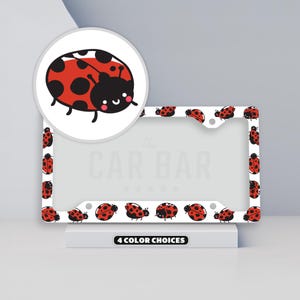 Ladybug License Plate Frame, Lady Beetle Car Decor, Lady Bird Plate Cover, Cute Car Accessories for Women, Kawaii Vibes, Insect Gift Ideas