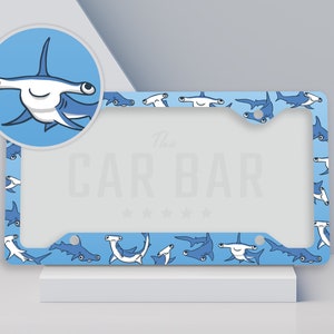 Hammerhead Shark License Plate Frame, Shark Lover Gift, Cute Shark Car Accessories for Women, Ocean Car Decor, Sea Marine Life Plate Cover