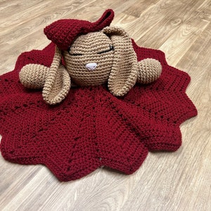Handmade baby blanket, rabbit lovey blanket, crochet, baby gift, nursery decor