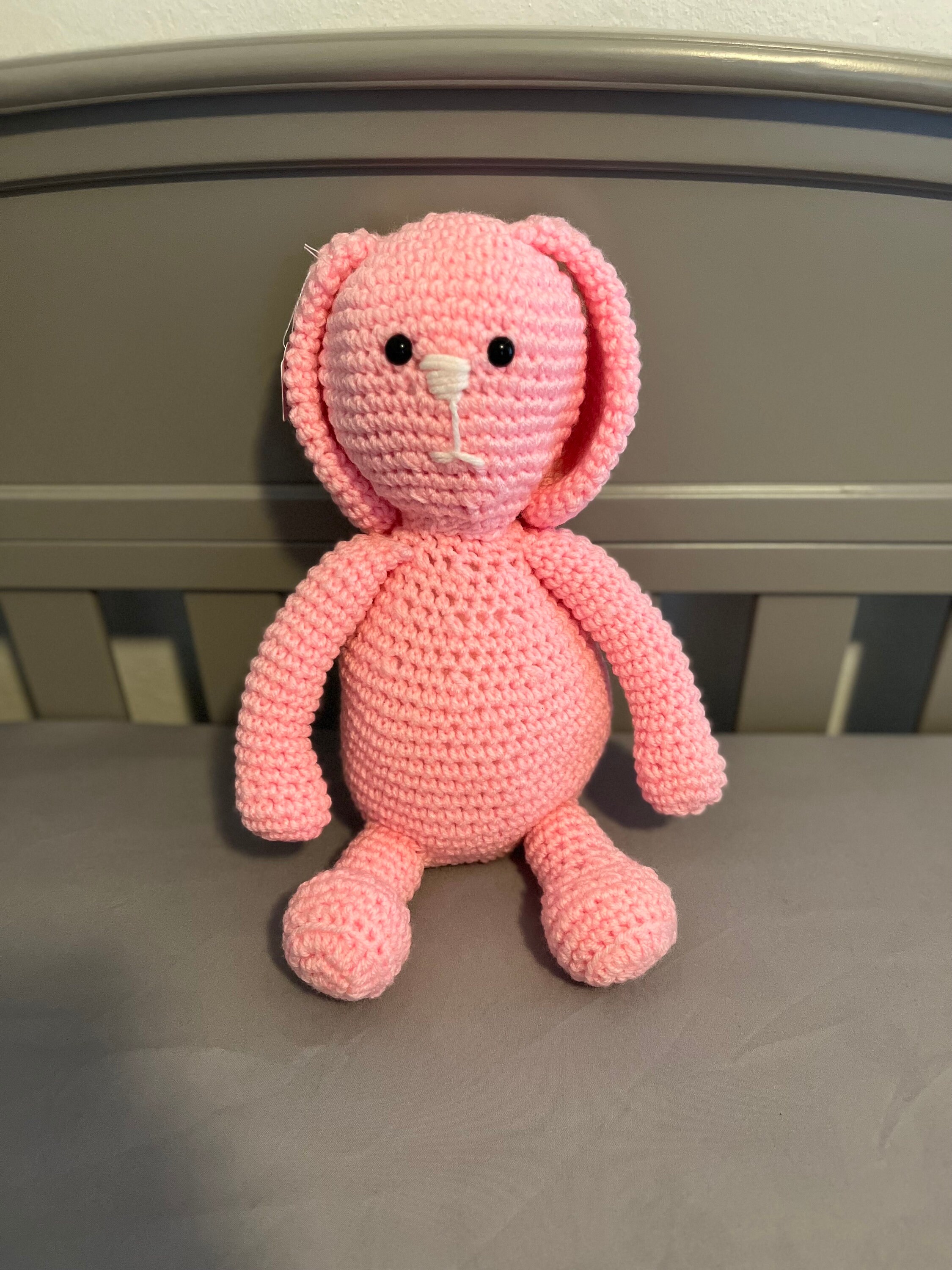 かぎ針編みのピンクのウサギのぬいぐるみ | 手作りのぬいぐるみ