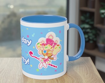 Taza de dos tonos con forma de pastel de cumpleaños, 11 oz / Cookie Run