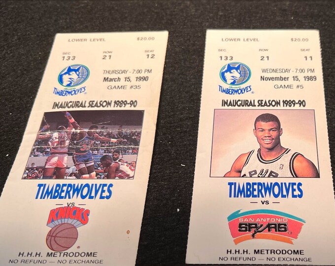 3 1989-90 Timberwolves Inaugural Season Tickets - Etsy