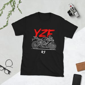 YZF R1 Motorcycle Unisex Black T-Shirt // Bike 2015 - 2024 YZF-R1 Gift for Biker