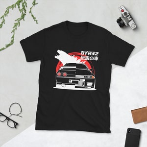 Front and Rear R32 GTR Skyline Unisex T-Shirt // Jdm racecar, Automotive Apparel for Car Guys, Gift for Skyline Lover