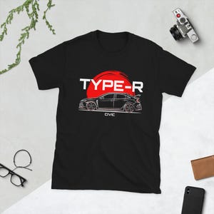 Racing FK8 Civic Type R Unisex Schwarzes T-Shirt // Civic FK8 Geschenk für JDM Car Lovers