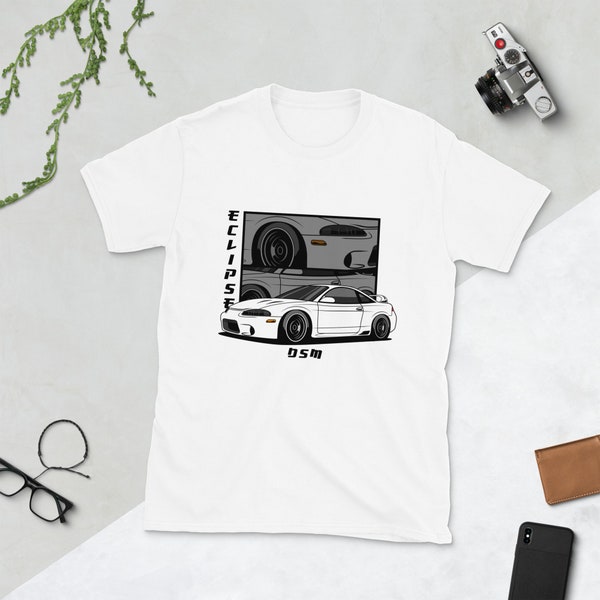 Racing White Eclipse 2G GSX Unisex T-Shirt // DSM racecar, Automotive Apparel for Car Guys, Gift for 4g63 Lover