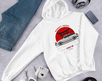 JDM White Celica MK4 Unisex Hoodie // Rally Car, Automotive Apparel for Car Guys, Gift for racing Enthusiasts