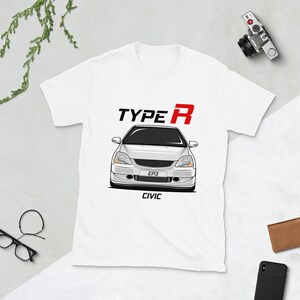 T-shirt Civic Type R EP3 Rising Sun VTEC - Unisexe, Tailles S à XXL, Blanc, Design Personnalisé