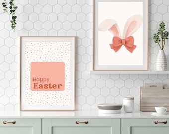Easter printable wall art, Spring flowers, Easter decor, Easter bunny printable, spring wall art, Easter decorations, boho easter prints