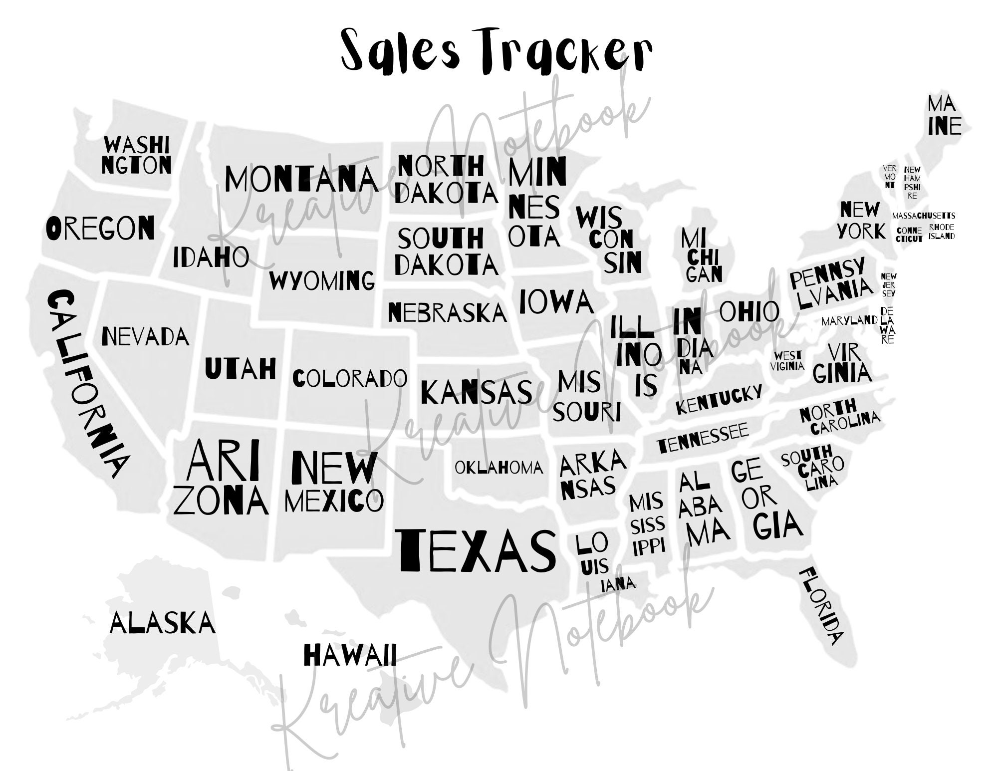 United States Map Digital Download, Printable Map of Us, US Map