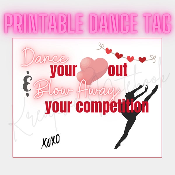 Etiqueta de baile; Etiqueta de buena suerte para bailarina; Baila con todo tu corazón imprimible; Etiqueta de regalo para bailarina, regalo de bailarina, concurso de etiquetas de favor del equipo de baile