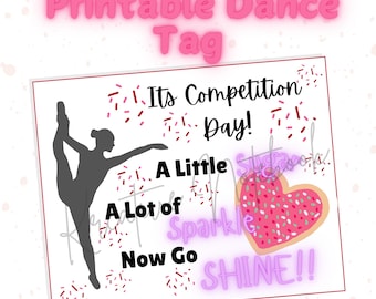 Etiqueta de dança; Etiqueta de boa sorte para dançarino; Dance com vontade para imprimir; Etiqueta de presente para dançarino, presente para dançarina, competição de etiquetas de lembrancinhas de equipe de dança