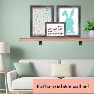 Art mural imprimable de Pâques, fleurs imprimées de Pâques, décoration de Pâques, lapin de Pâques à imprimer, art mural printanier, décorations de Pâques,